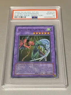 YUGIOH PSA 10 Elemental Hero Flame Wingman DP1-EN010 Super Rare 1st Edition *921 - Image 1