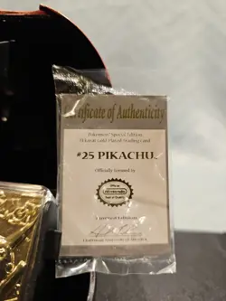 Vintage 1999 23k Gold Plated Pikachu Pokemon Card Burger King Pokeball w/COA - Image 2