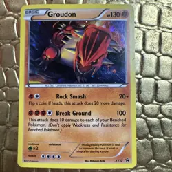 Pokemon TCG Groudon Black Star Promo XY52 Cosmos Holo Promo Card Played HP - Image 1