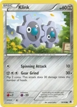 2x Klink (#74/98) - Reverse Holofoil BW - Emerging Powers LP Pokemon - Image 1