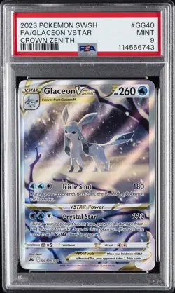 2023 POKEMON SWORD & SHIELD CROWN ZENITH #GG40 FULL ART/GLACEON VSTAR PSA 9 - Image 1