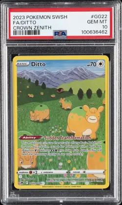 2023 POKEMON SWORD & SHIELD CROWN ZENITH #GG22 FULL ART/DITTO PSA 10 - Image 1