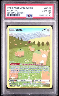 2023 POKEMON SWORD & SHIELD CROWN ZENITH #GG22 FULL ART/DITTO PSA 10 - Image 1