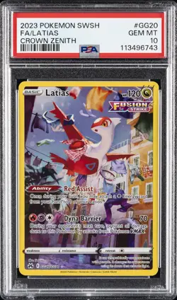 2023 POKEMON SWORD & SHIELD CROWN ZENITH #GG20 FULL ART/LATIAS PSA 10 - Image 1
