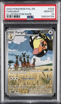 2023 POKEMON PAL EN-PALDEA EVOLVED ILLUSTRATION RARE #228 FARIGIRAF PSA 10 - Image 1