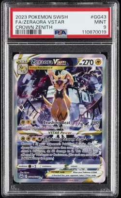 2023 POKEMON SWORD & SHIELD CROWN ZENITH #GG43 FULL ART/ZERAORA VSTAR PSA 9 - Image 1