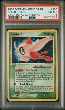 Pokemon Celebi Gold Star 100/100 PSA 6 EX-MT EX Crystal Guardians Holo Rare 2006 - Image 1
