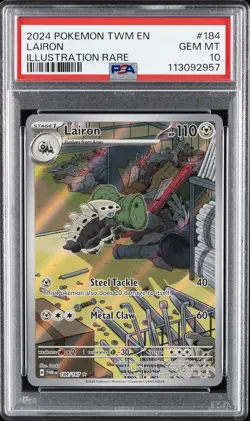 2024 POKEMON TWM EN-TWILIGHT MASQUERADE ILLUSTRATION RARE #184 LAIRON PSA 10 - Image 1