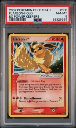 Pokemon Flareon Gold Star 100/108 PSA 8 NM-MT EX Power Keepers Holo Rare 2007 - Image 1