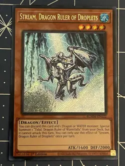 Yugioh! Stream, Dragon Ruler of Droplets BLMM-EN122 Secret Rare 1st Ed NM - Image 1