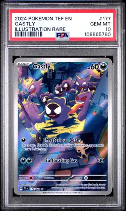 2024 POKEMON TEF EN-TEMPORAL FORCES ILLUSTRATION RARE #177 GASTLY PSA 10 - Image 1