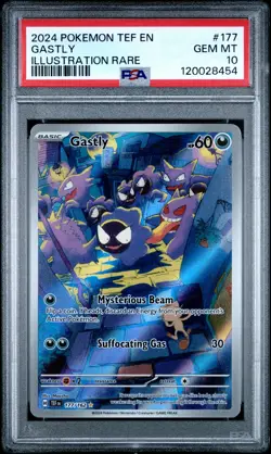 2024 POKEMON TEF EN-TEMPORAL FORCES ILLUSTRATION RARE #177 GASTLY PSA 10 - Image 1