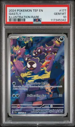 2024 POKEMON TEF EN-TEMPORAL FORCES ILLUSTRATION RARE #177 GASTLY PSA 10 - Image 1