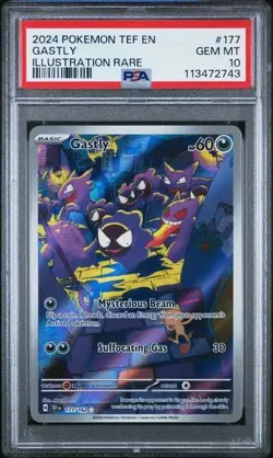 2024 POKEMON TEF EN-TEMPORAL FORCES ILLUSTRATION RARE #177 GASTLY PSA 10 - Image 1