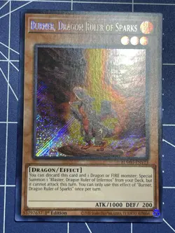 Yugioh! Burner, Dragon Ruler of Sparks BLMM-EN123 1st Edition Secret Rare NM - Image 2