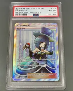 PSA10 Limited 3 World Evelyn SR Indonesian Pokemon Card English Official - Image 1