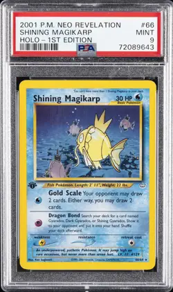 2001 POKEMON NEO REVELATION 1ST ED #66 SHINING MAGIKARP-HOLO PSA 9 - Image 1
