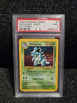 PSA 9 Mint Pokemon 1999 Unlimited Holo Nidoqueen Jungle No Symbol Error #7 Rare! - Image 1