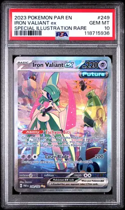 2023 POKEMON PAR EN-PARADOX RIFT #249 IRON VALIANT EX PSA 10 - Image 1