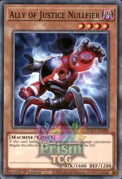 1st Ed Ally of Justice Nullfier HAC1-EN080 Yugioh - Image 1