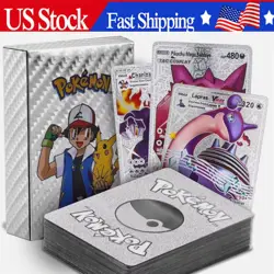 New Foil SILVER PACK 55 CARDS TCG GX Vmax GX Card Charizard Rare Pokemon - Image 1