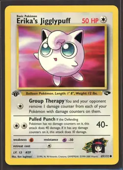 Erika’s Jigglypuff 69/132 1st Edition 1999 WOTC Gym Challenge Pokemon card - Image 1