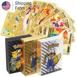 New MULTI COLOR 55Pcs Pokemon Cards Foil Card TCG GX Vmax GX Card Charizard Rare - Image 1