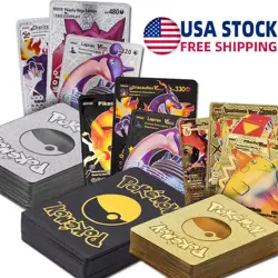 New MULTI COLOR 55Pcs Pokemon Cards Foil Card TCG GX Vmax GX Card Charizard Rare - Image 1