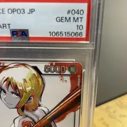 One Piece Card Nami OP03-040 Leader Parallel PSA10 Mighty Enemies Rare - Image 4