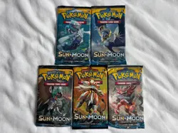 Pokemon Sun & Moon Base Set Booster Pack (x5) - Full Art Set! - Image 1