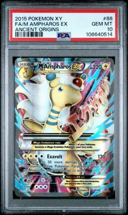 PSA 10 M Ampharos EX Full Art 88/98 XY Ancient Origins Pokemon English POP 163 - Image 3