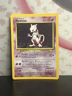 Pokemon TCG Mewtwo 10/102 Base Set Original Vintage Holo Card WOTC 1999 MP - Image 1
