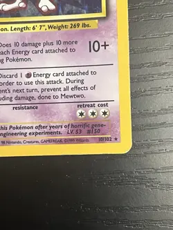Pokemon TCG Mewtwo 10/102 Base Set Original Vintage Holo Card WOTC 1999 MP - Image 5
