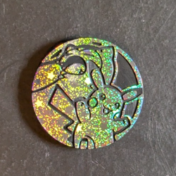 Pokemon Trading Card Games Snorlax & Pikachu Silver Plastic Medal Japanese - Image 1