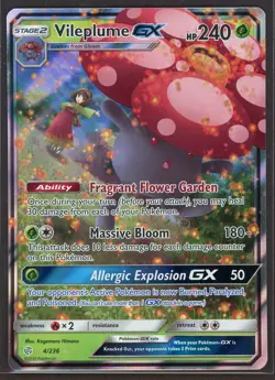 Vileplume GX 4/236 Sun & Moon Cosmic Eclipse Ultra Rare holo Pokemon card - Image 1