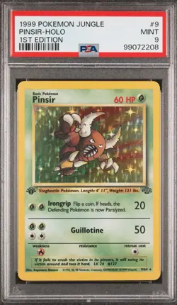 1999 Pokemon Pinsir 9/64 Jungle 1st Edition Holo Rare Card Freshly Graded PSA 9 - Image 1