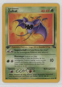 Zubat German 1st Ed. Pokemon Fossil #57 1999 15fy - Image 1