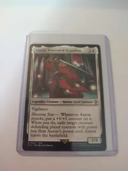 MTG Final Fantasy Auron, Venerated Guardian 10 Rare With Topload Sleeve - Image 1