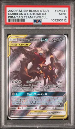 Pokemon Umbreon & Darkrai GX Sun & Moon PRM-TAG TEAM PWR.CLL Promo SM241 PSA 9 - Image 1