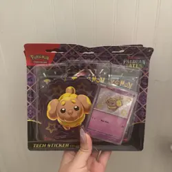 Pokemon Paldean Fates Tech Sticker Collection 3 Booster Pack Blister- Fidough - Image 1