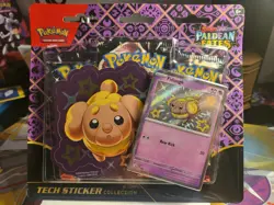 Pokemon Paldean Fates Tech Sticker Collection 3 Booster Pack Blister- Fidough - Image 1