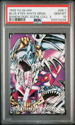 PSA10 Yu-Gi-Oh! Yugioh Blue-Eyes White Dragon Jumbo Carddass Duel Scene - Image 1