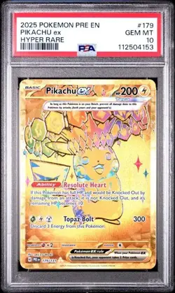 2025 POKEMON PRE EN-PRISMATIC EVOLUTIONS HYPER RARE #179 PIKACHU EX PSA 10 - Image 1