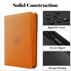 Premium 9 Pocket Zip Card Binder for MTG TCG Sports Cards - Orange - Image 3
