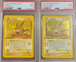 SEQUENTIAL PSA 9 RAICHU NON-HOLO 29 & HOLO 14 1ST EDITION FOSSIL VINTAGE POKEMON - Image 1