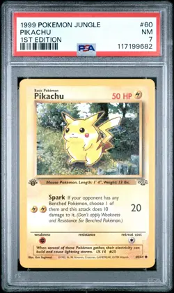 1999 POKEMON JUNGLE 1ST ED #60 PIKACHU PSA 7 - Image 1