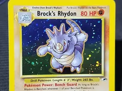 Pokemon Gym Heroes "Brock's Rhydon" 2/132 / Holo Rare / Lightly Played - Image 2