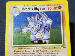 Pokemon Gym Heroes "Brock's Rhydon" 2/132 / Holo Rare / Lightly Played - Image 3