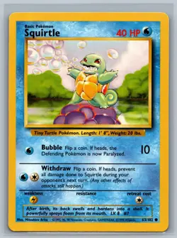 Pokemon TCG Squirtle #63/102 Common CCG Base Set - Image 1