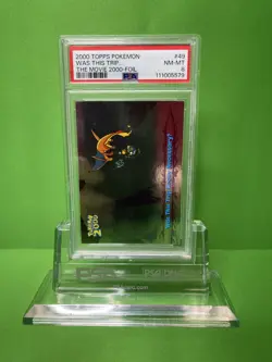 2000 TOPPS POKEMON THE MOVIE 2000 49 WAS THIS TRIP REALLY NECESSARYU FOIL PSA 8 - Image 1